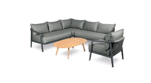 Alu Lounge Pep Corner Lounge Charcoal Frame with Quick Dry Cushions Olefin Charcoal Color