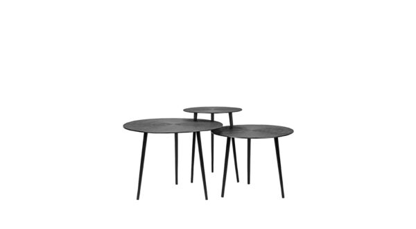 Coffee table set Nobby - Black - Metal - 60 cm