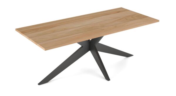 Table de Jardin Alu Yale 280 cm x 100 cm Cadre Alu Tapis Charbon + Plateau Teck WD