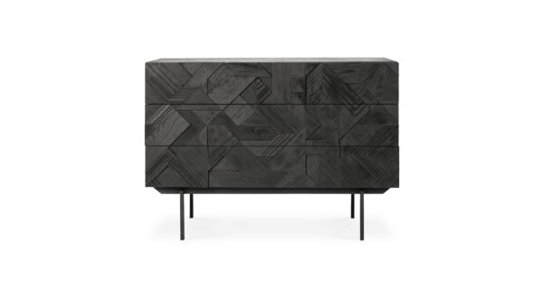 Teak Zwart Graphic Ladekast 100 x 50cm Ethnicraft