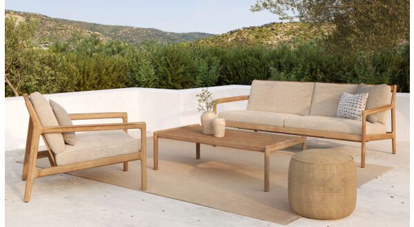 Teak Jack Sofa Lounge Teak Naturel + Outdoor Kussens Natural - Ethnicraft 