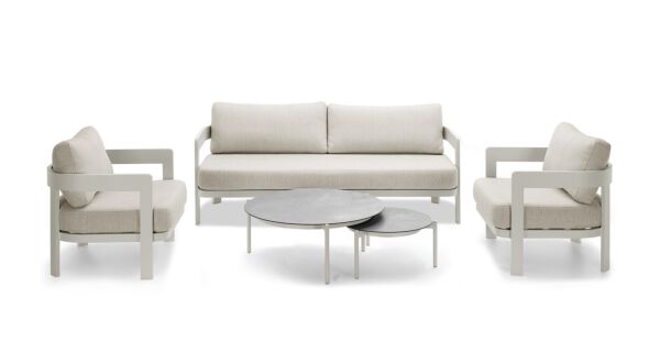 Alu Lounge Domani Dune Mat + Seat and Back Cushions Beige Olefin