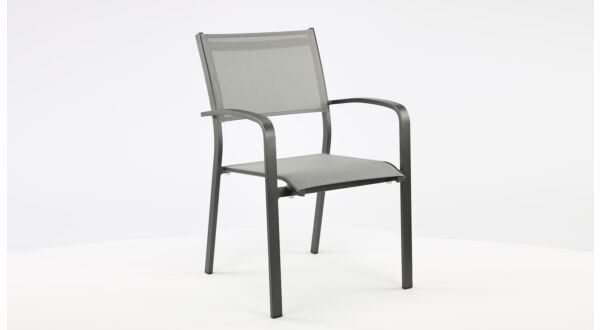 Alu Stapelstuhl Saint-Tropez Anthrazit Matte - Silbergrau Textilene 