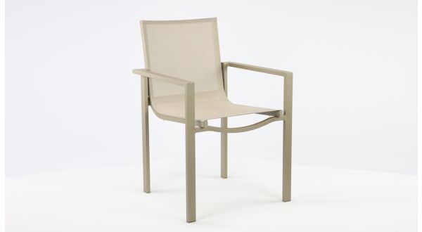 Alu Stacking Chair Arolla Champagne Matt - Light Taupe Textilene