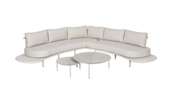 Organo Alu Hoeklounge Dune Mat + Zit en Rugkussens Beige Olefin