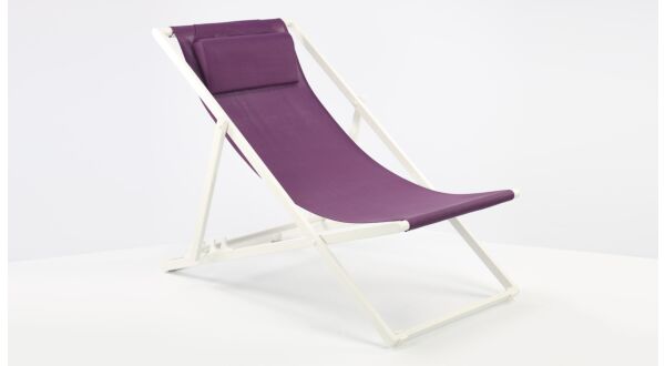 Alu Libec Transat Blanc Mat - Textilène Violet Aubergine