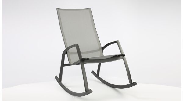 Alu Rocking Chair Kennedy Charcoal Mat - Silver Gray Textilene