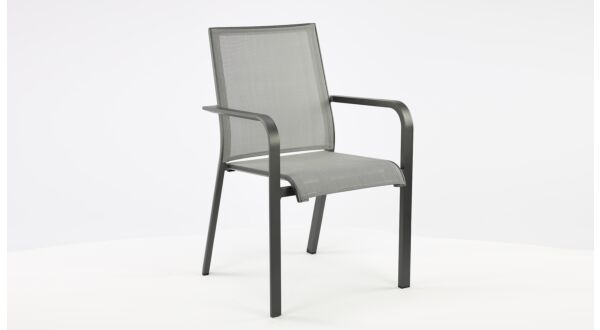 Alu Stacking Chair Paris Charcoal Mat - Silver Gray Textilene