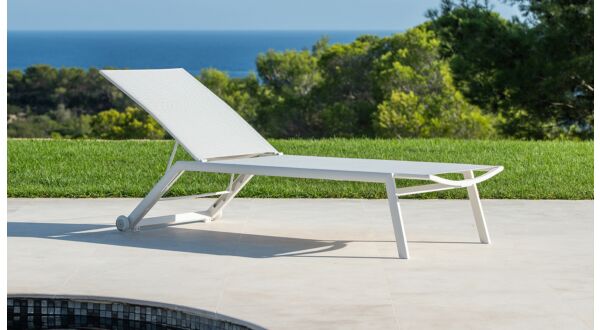 Alu Lounger Hydra White Mat - Light Gray Textilene