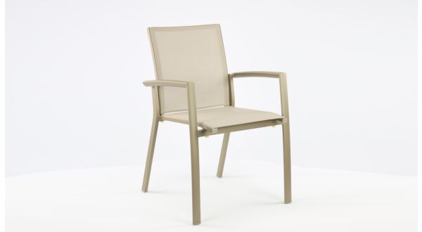 Alu Stacking Chair Sydney Champagne Matt - Light Taupe Textilene