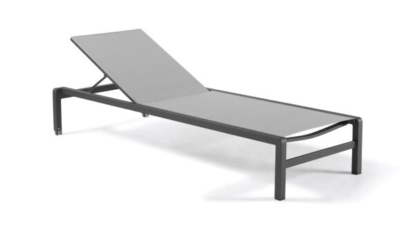 Alu Lounger Lausanne Charcoal Mat Textilene Light Grey