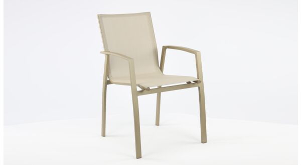 Alu Stacking Chair Bologna Champagne Matt - Light Taupe Textilene