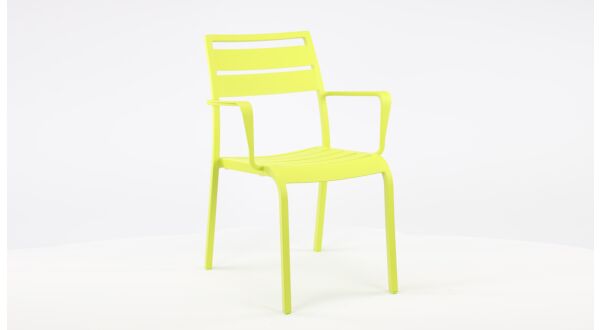 Alu Stapelstoel Nice Slat Green Mat + Armleuning 