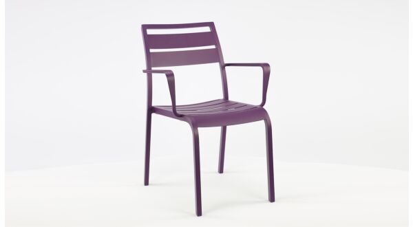 Alu Stapelstuhl Nice Slat Lila Matt + Armlehne