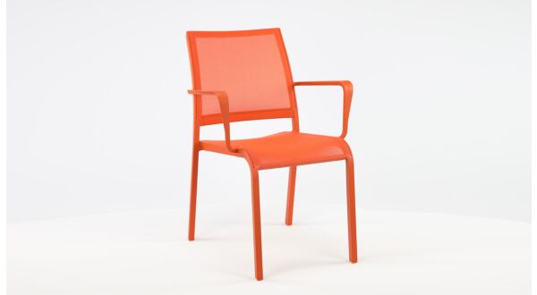 Alu Stapelstoel Nice Orange Mat + Orange Textilene + Armleuning Alu Stapelstoel Nice Orange Mat + Orange Textilene + Armleuning