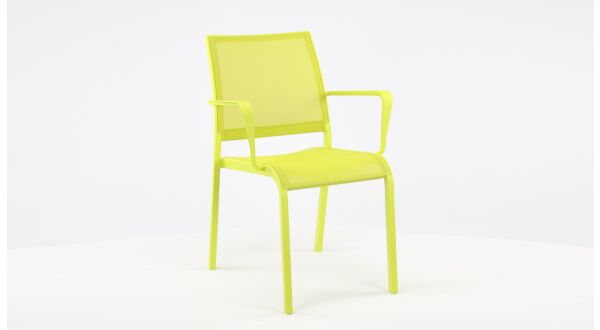Chaise empilable alu joli vert mat + textilène vert + accoudoir