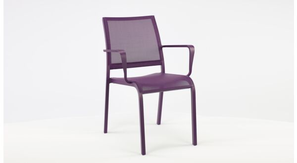 Alu Stapelstoel Nice Purple Mat + Purple Textilene + Armleuning 