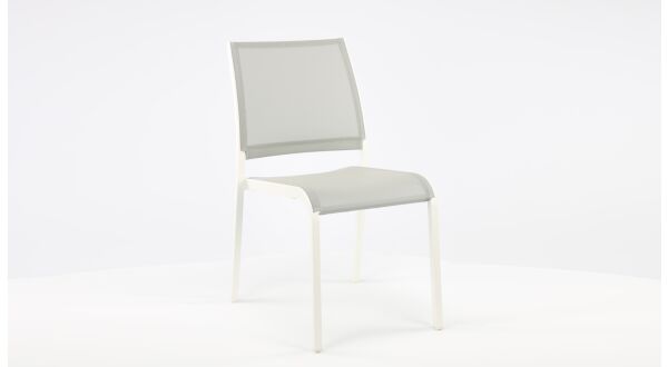 Alu Stacking Chair Nice White Matt + Light Grey Textilene
