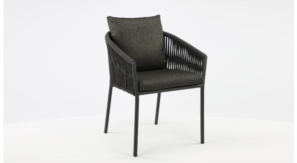 Alu Kuipstoel Gabon Alu Charcoal Mat + Outdoor koord Donkergrijs