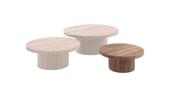 Teak-Couchtisch Noah, rund, Durchmesser 60 cm x H 25 cm, aus Teakholz