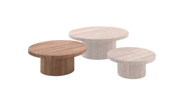 Teak-Couchtisch Noah, rund, Durchmesser 75 cm x H 30 cm, aus Teakholz