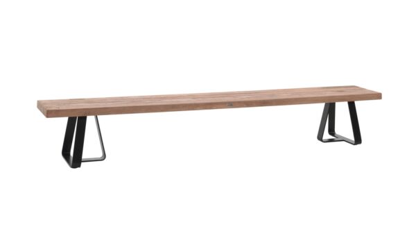Teak Tuinbank Magdalena 250cm Met Poten Zwart Metaal Mat - Recup Teak