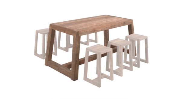 Table de bar en teck Helsinki 180cm x 90cm x H90cm Recup Erosi Teak