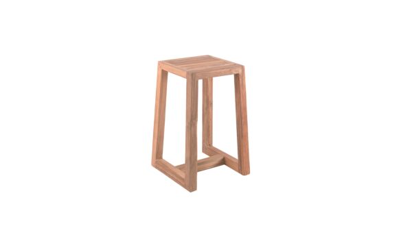 Chaise de bar en teck Helsinki 40cm x 40cm x H61cm Erosi Recup Teck