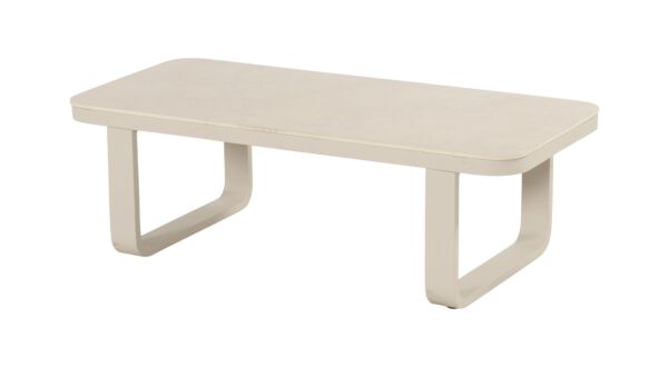 Table basse Milano Lounge, cadre en aluminium, sable et plateau en céramique
