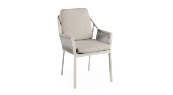 Alu Chair Liv Gestell Cremeweiß mit cremeweißem Seil