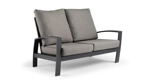 Alu Lounge Valencia 2 places 138 cm x 87 cm x H93 cm structure charbon avec coussin en tissu suisse