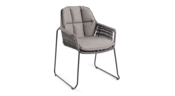 Alu Stapelstoel Rivera Frame Charcoal Met Rope Charcoal + Kussen Zit&Rug Charcoal