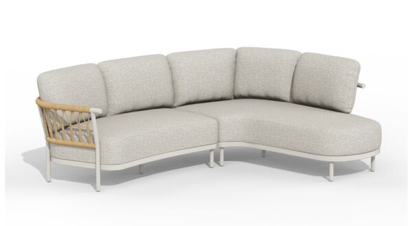 Alu Lounge Fresca Corner Set Organic Left Alu Frame Creme White With AW Cushions Dove Olefin