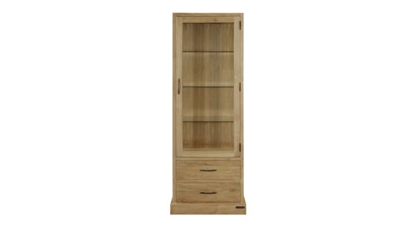 Classic Display Cabinet 065cm With Glass Shelves + 1 Door + 2 Drawers Diamond Collection