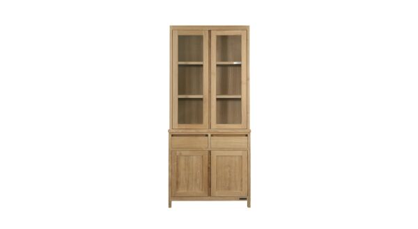 Vitrine Confort 120 cm 4 portes battantes + 2 tiroirs sans poignées Collection Comfort-Line Diamond