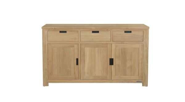 Buffet Moderne Noir 160cm 3 Portes Tournantes + 3 Tiroirs Collection Modern-Line Diamond