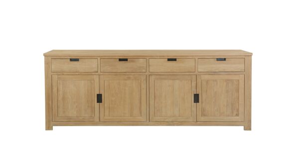 Buffet Moderne Noir 240cm 4 Portes Tournantes + 4 Tiroirs Collection Modern-Line Diamond