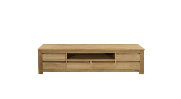 Teak TV cabinet Fien 200cm with 6 handleless drawers Diamond Collection