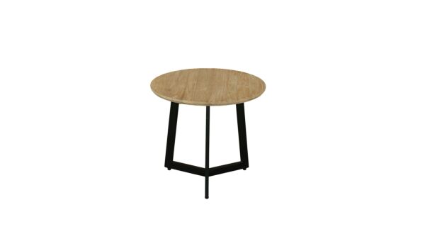 Modena Coffee Table Round With 3 Metal Legs Black Dia 050cm Teak Light Brushed - Diamond Collection