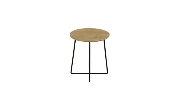 Modena Salontafel Rond Met 4 Metalen Poten Zwart Dia 040cm Teak Light Brushed - Diamond Collection