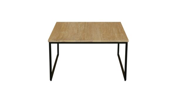 Modena Salontafel Vierkant Met Zwart Metalen Frame 080cm Teak Light Brushed - Diamond Collection