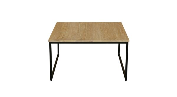 Modena Coffee Table Square With Black Metal Frame 080cm Teak Light Brushed - Diamond Collection