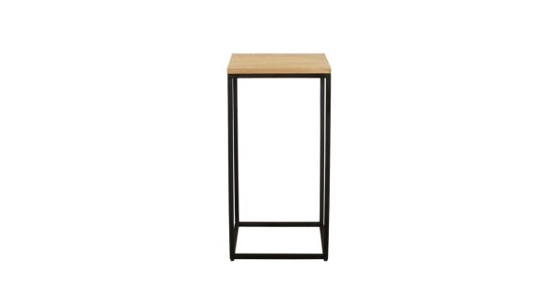 Piedestal Modena Haut avec Structure en Métal Noir 040cm x 040cm x H80cm Teck Clair Brossé