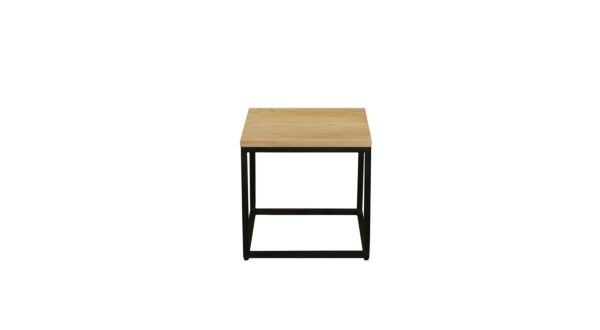 Piedestal Bas Modena avec Structure en Métal Noir 040cm x 040cm x H60cm Teck Clair Brossé