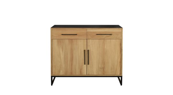 Sideboard Inca 110 cm mit 2 Drehtüren und 2 Schubladen – Teak hell gebürstet – Diamond Collection