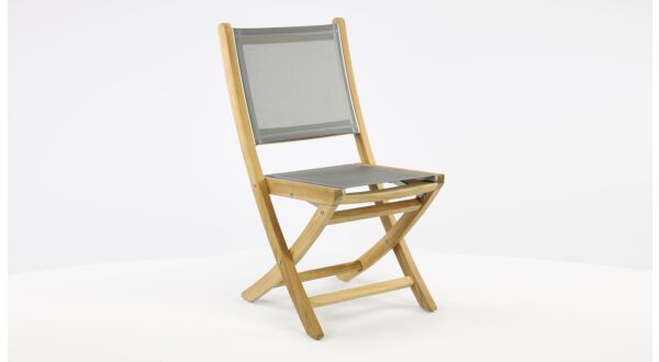 Garden chair Foldable Teak + Batylene Silver Anthracite without Armrest