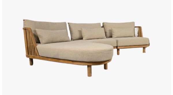 Teak Hoeklounge Spindel - Chaise Longe + 2 Elementen