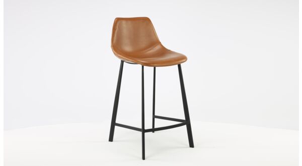 Counter chair Elne Color Vintage Cognac Legs Metal Black Seat height 65cm