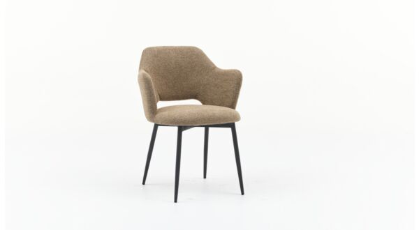 Dining room chair Elly Fabric Sneak Caramel - Legs Black Metal