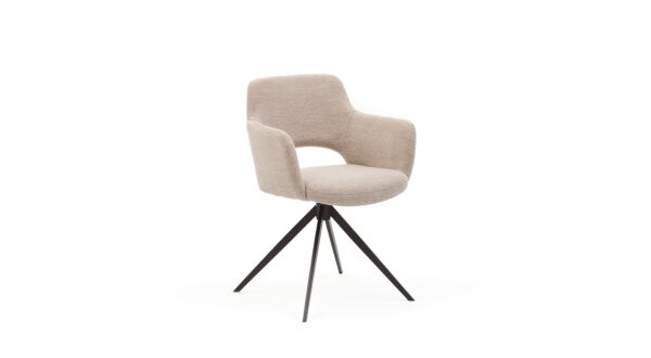 Dining Chair Slide On Swivel Base Fabric Alpine Natural - Legs Black Metal